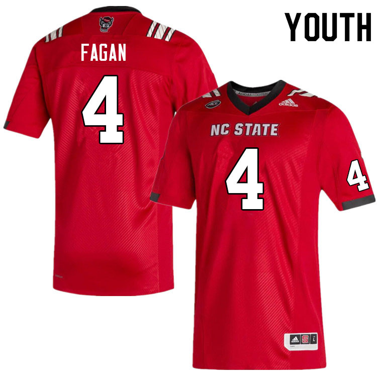 Youth #4 Cyrus Fagan NC State Wolfpack College Football Jerseys Sale-Red - Click Image to Close